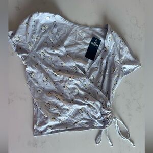 Hollister Women's Floral Wrap Blouse - Soft Blue